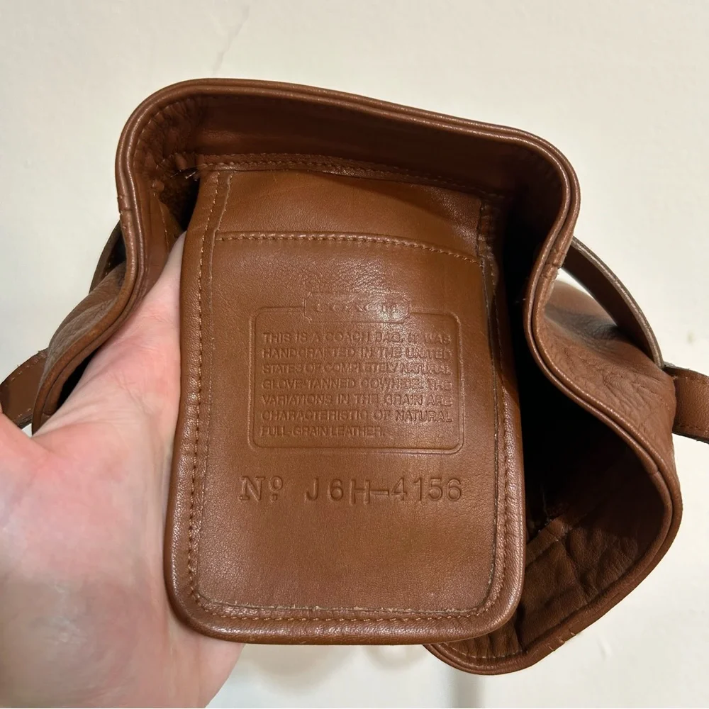 Vintage Coach 4156 Toffee Brown Leather Soho Belted Bucket Buckle Pouch Bag - Picture 14 of 16